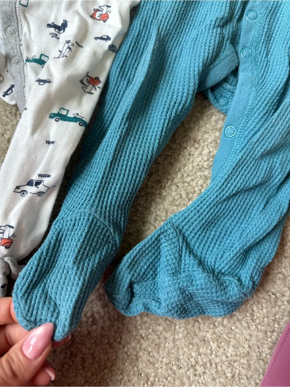 Carter’s Baby Boy 2-Piece Footed Pajama Sleeper Bundle Teal Cars Size 9M